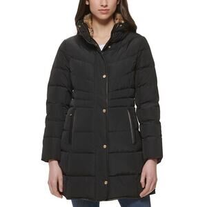 Cole Haan Womens Faux-Fur Collar Down Puffer Women's Small Black